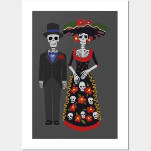 Day of the Dead Couple , Dia De Los Muertos Posters and Art